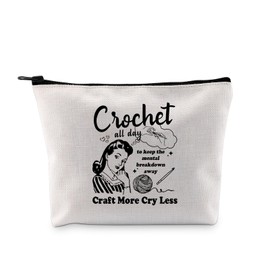 G2TUP Crocheting Lover Gift Crochet All Day Makeup Bag Knitting Lover Cosmetic Bag Yarn Lover Gift (Crochet All Day CB)