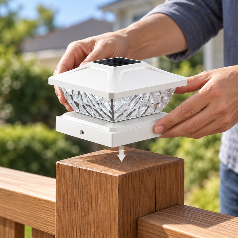 White Solar Post Cap Lights for Fence & Deck –