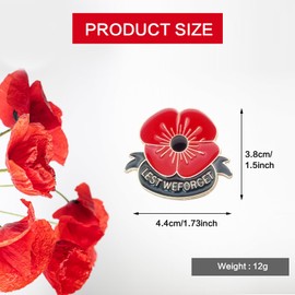 RUIFUU 12Pcs Poppy Pins Veteran Pin Poppy Flower Enamel Lest We Forget Memorial Pins for Men Women Veterans Day Remembrance