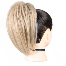 GWAWG Ponytail Extension，Claw Clip Bun Hair Piece， Short Straight Ponytail Extensions ，Messy Hair Bun， Natural Synthetic Fake Pieces for Women (27/613)