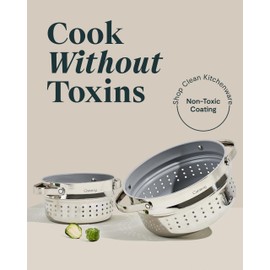 Caraway Caraway Steamer - Stainless Steel Steamer with Handles - Non Stick, Non Toxic Coating - Steam Veggies, Seafood, and More - Compatible With Our Dutch Oven or Sauce Pan - Large