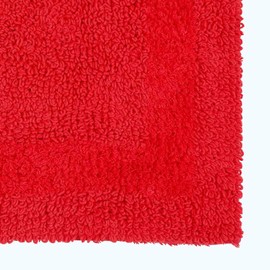 Homescapes Premium Toilet Mat, Red, Cotton Bath Mat 50 x 55 cm with Reversible Design, Toilet Rug with Cut-Out
