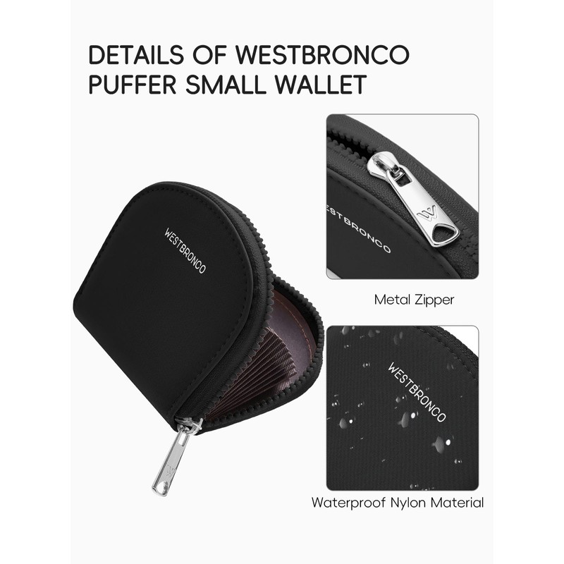 WESTBRONCO Mini Coin Purse for Women, RFID Blocking Accordion Wallet