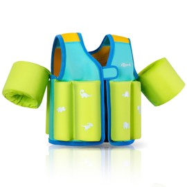 Toddler Swim Vest for Kids, Toddler Pool Floaties, 20-50lbs, Age 2-9Y, Comfortable Extended Wear Kids Floaties with Bright, Colorful Design and Unpadded Sides for Arm Comfort, Blue