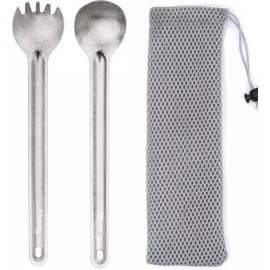Colorful 티타늄 스포크 롱 핸들 배낭 캠핑 하이킹 야외용 초경량 도구 [Titanium Long Spork and Spoon Purple] Titanium Long Spork and Spoon Purple