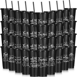Mifoci Christmas Employee Appreciation Gifts Bulk Thank You Tumblers Team Gifts 24oz Black Tumbler with Straw Lid Christmas Coworkers Gifts Employee Cups for Staff Teacher Coworker Women Men(60 Pcs)