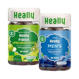 Pack Heally Hombre: Multivitamínico y Probióticos + Fibra, Salud Intestinal, Sabor Mora Azul, Manzana y Kiwi, Sin Azúcar ni Gluten