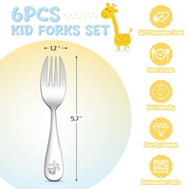 TeamFar 6 Pieces Toddler Forks, Stainless Steel Toddler Utensils Kids Silverware Set Small Forks for Self-Feeding, Children Safe Cutlery set, Dishwasher Safe