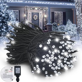 Kwaiffeo Christmas Lights, 100ft 300LED Connectable Waterproof String Lights Outdoor Indoor, 8 Modes Twinkle Lights for Room Bedroom Wedding Holiday Outside Tree Decorations, White Christmas Lights