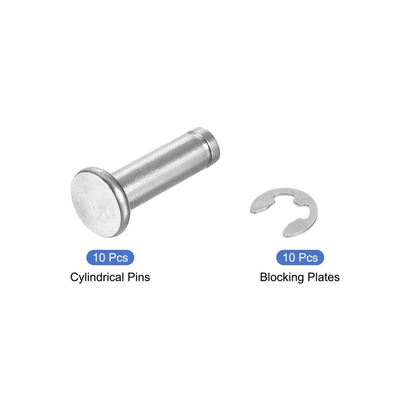 sourcing map 10Set M6x20mm 304 Stainless Steel Cylindrical Shaft Snap