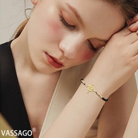 VASSAGO Witches Knot Bracelet for Women Men Stainless Steel Magic Celtic Knot Adjustable Colored Beaded Braided Witch Knot Bracelets String Wiccan Witchcraft Jewelry (Witch Knot-B)