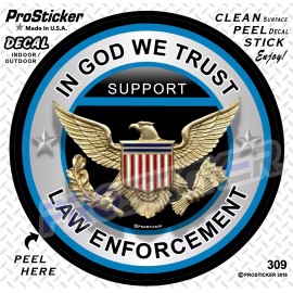 ProSticker.com ProSticker 309 (One) 4" In God We Trust Support Law Enforcement Decal Sticker