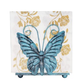 Owlgift Metal Butterfly Shaped Napkin Holder, Tabletop Paper Towel Dispenser, w/Freestanding Tissue Stand, Storage,Turquoise