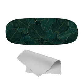 Cabreche Glasses Case Hard Shell Eyeglass Portable Glasses Eyeglasses Holder Box with Cleaning Cloth Women Girls Men Cute Cool-Tropical Leaf
