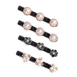 Pack of 4 Hummingbird Hair Clip Fashion Double Layer Hair Clip Hummingbird Hair Clip Glitter Crystal Flower Women's Hair Clips with 3 Clips Girls Children Small Hair Clip