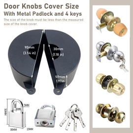 PILISPARK Door Knob Lock Out Device with Padlock, Door Handle Lock - Prevents Turning Door Handles and Entering Keyholes, for Covering Door Handles/Faucets/Valves, Stainless Steel (Black)