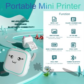 Yosugar Mini Sticker Printer,Portable Note Printer with 2 Rolls Sticker Paper,Inkless Printer Pods for Working Listing, Notes, Journal, Travel (Blue M5)