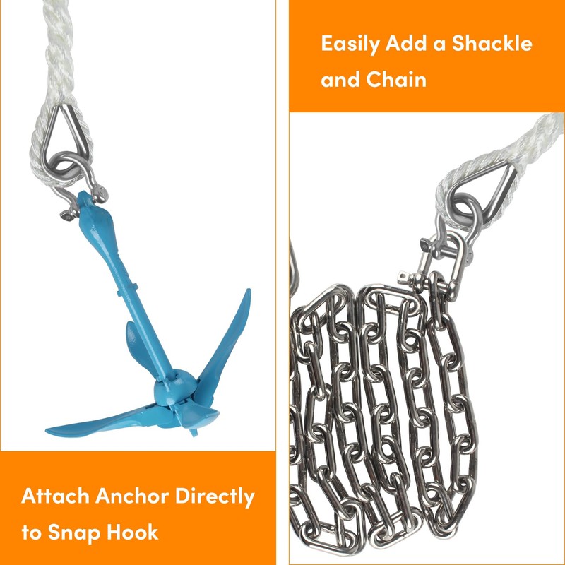 Anchor Rope 50 ft X 3/8 inch, 3-Strand Twisted Nylon