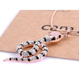 Alilang Black White Pink Head Jeweled Tone Snake Pleasant Surprise Welcoming Necklace