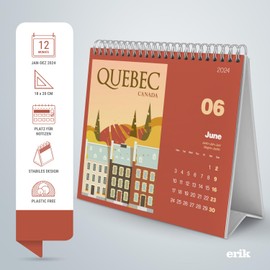 Grupo Erik Calendar 2024 Desk Calendar Travel Calendar 2024 Family Planner Desk Calendar 2024 to Stand Up 20 x 17 cm Annual Calendar 2024