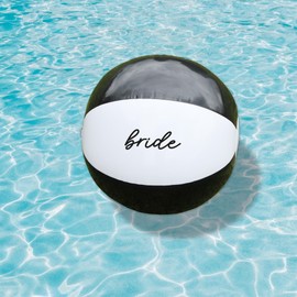 eBuyGB Black & White Bride Beach Balls, Bridal Party Gift, Bachelorette Pool Party, Black Hen Party Décor, Destination Hen Do Abroad, 9” Ball
