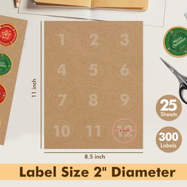 Koala Kraft Brown Round Labels 2 Inch, Printable Circle Stickers for Inkjet and Laser Printers, 300 Labels for Logo, Jar