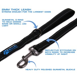 Max and Neo Reflective Nylon Dog Leash - We Donate a Leash to a Dog Rescue for Every Leash Sold (Black, 6x1)