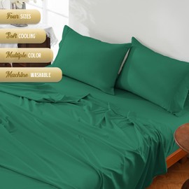 ChicView Queen Sheet Set, Breathable Cooling Microfiber Sheet Set, Deep Pockets Up to 16", Easy Care Bed Sheet and Pillowcase (Queen, Olive Green)