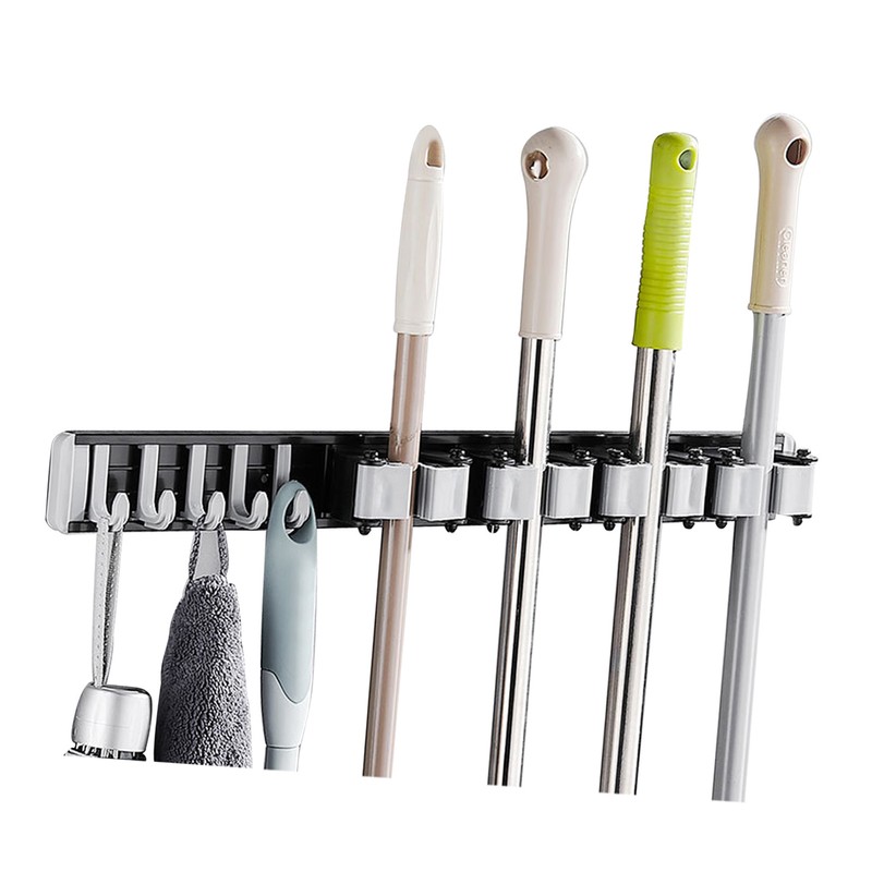 Mop Holder With Hooks Broom Holder Drilling & Nail-free Wall