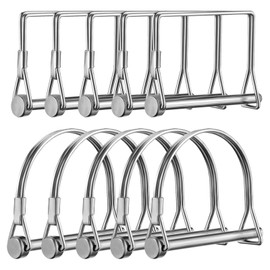 Voittozege 10Pcs 1/4 Inch Wire Lock Pin Safety Coupler Pin Heavy Duty Square Round Retainer Wire Clip Secures Coupler Latches for Tractors Trailers Mowers