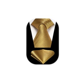 HISDERN Men's Yellow Ties Wedding Tie Handkerchief Formal Business Necktie & Pocket Square Set