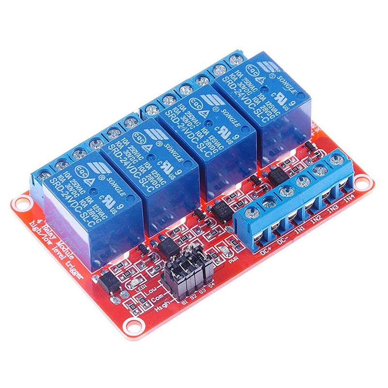 Hailege 2pcs 24V 4 Channel Relay Module OPTO Insulated Support