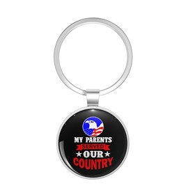 BKR Graphics Patriotic for military families for serving parents Metal Double Sided Key Chain Keychain
