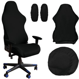 Gaming Chair Covers, Set of 4, Game Chair Cover, Office Chair Cover, Washable, Dustproof, Gaming Chair Cover, Seat, Back, Arm Cover, Office Chair Cover, Backrest, Full Coverage, Stretchable Chair