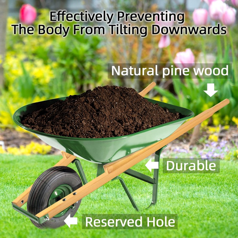 Wood Replacement Wheelbarrow Handles Kit with 304 Stainless Nuts and