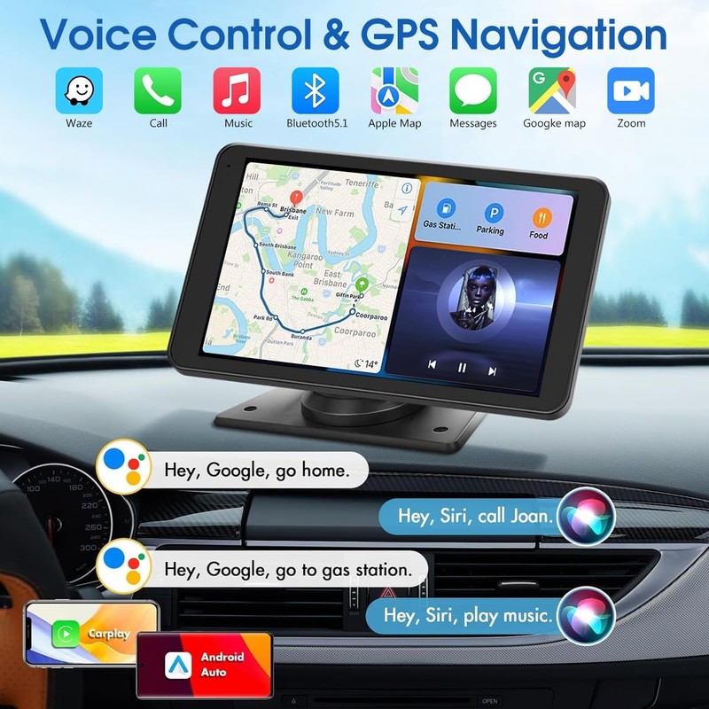 2025 Enhanced Carplay Screen for Car - 7" HD Portable