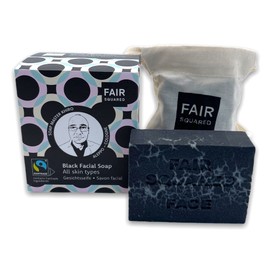 FAIR SQUARED Black Soap - Facial Soap for All Skin Types - Soap Bar with Activated Carbon - Vegan Natural Cosmetics - Zero Waste - 2 x 80 g