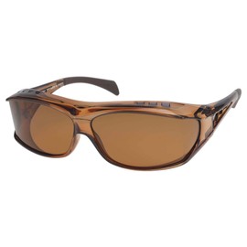 Polarized Over Glasses, Hay Fever Protection, Can Be Hanged Over Glasses, Includes Hood, Prevents Pollen and Dust From Intrusion, Clear Brown/Brown