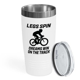 Track Bicycle Racing White Edition Viking Tumbler 20oz - Legs Spin - Bike Lover Mountain Biker Road Racer Sport Trails Bicycle Wheelie Rider Track Gymnast