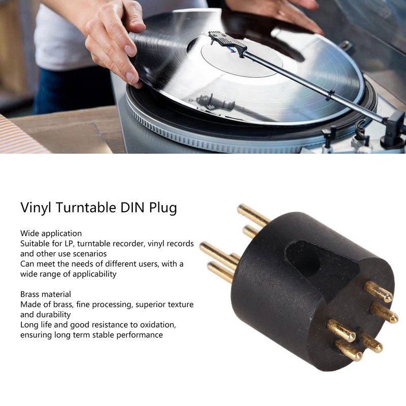 Vinyl Turntable 5 Pin DIN Gold Plated Male Plug Tonearm