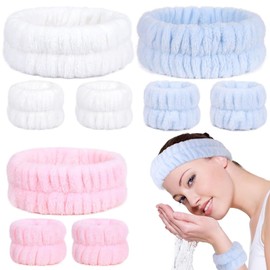 MEMOVAN Face Wash Headbands Wristbands Set Spa Facial Headband Women Makeup Headband Soft Microfiber Skincare Spa Wrist Wash band Ladies Girl Spa Hair Wraps for Washing Face Shower Makeup Bath