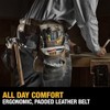 DEWALT Leather Tool Belt Organizer with 18 Pockets, Heavy Duty