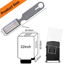 EIHI Protective Case Suitcase Protective Case Transparent Suitcase Cover with Hangtag 22 Inches, silver