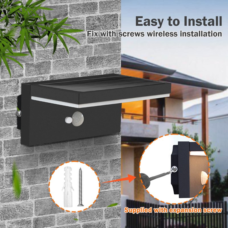 Lustrlach Solar Motion Sensor Wall Lights Outdoor Waterproof LED Solar