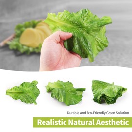 6PCS Realistic Artificial Lettuce Green Leaf, Plastic Vegetables Lettuce Plants, Fake Green Vegetable Leaves for Home Kitchen Party Feast Decoration, Faux Lettuce for Display, Plastic Realistic Salad