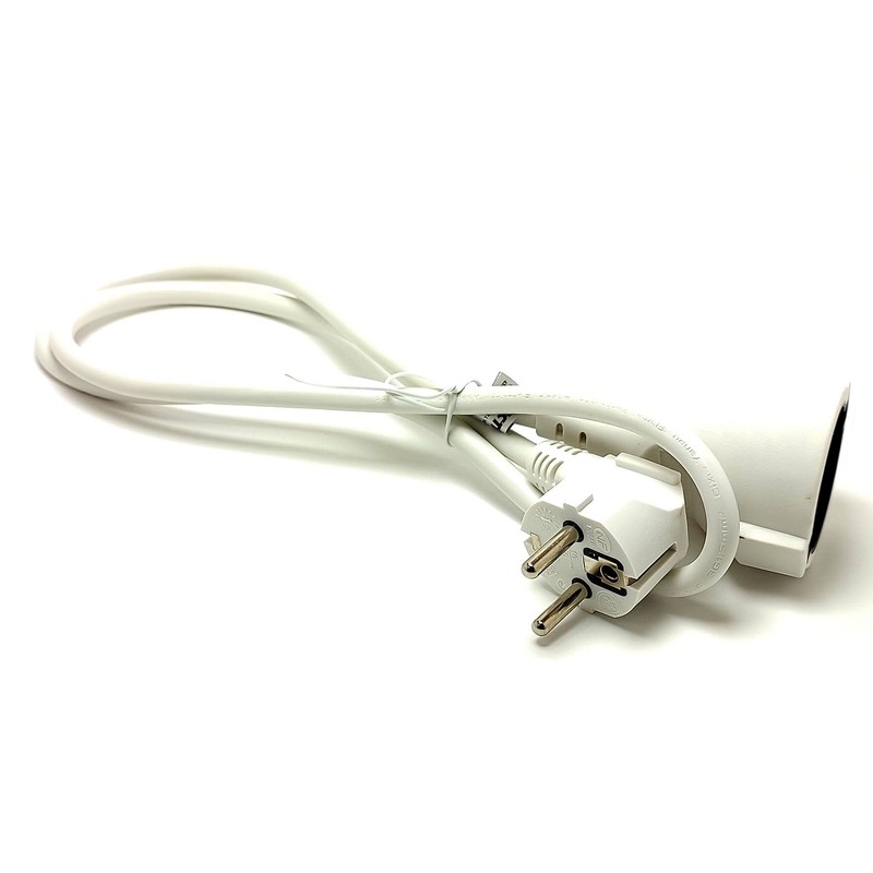 1m 3680W 16A 230V 3x1.5mm Extension Lead White H05VV-F.BL
