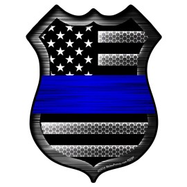 StickerSector REFLECTIVE Thin Blue Line Flag Sticker HEX SHIELD FS289-REF