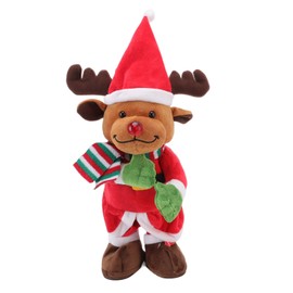 Electric Music Xmas Toy Doll Dancing Singing Glowing Swinging Plush Toy for Kids Adults Xmas Elk