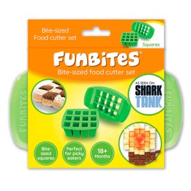 FUNBITES Sandwich Cutter for Kids Lunch, Mini Cookie Cutters, Bento Box Accessories, Cuts Food into Bite-Size Shapes for Toddler Lunch, Great for picky eaters - Green Squares 1pk