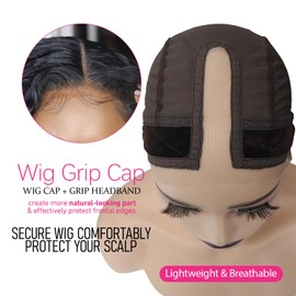 Labhairs Wig Grip Cap for Women - Non Slip, Adjustable Wig Caps Holds Glueless Wigs Securely in Place, Reusable Cap with Headband for Lace Front Wigs, One Size Fits All (Brown)